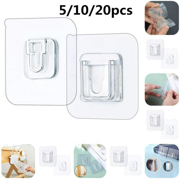 DOUBLE-SIDED ADHESIVE HOOK STRONG TRANSPARENT WALL-MOUNTED KITCHEN/BATHROOM RACK